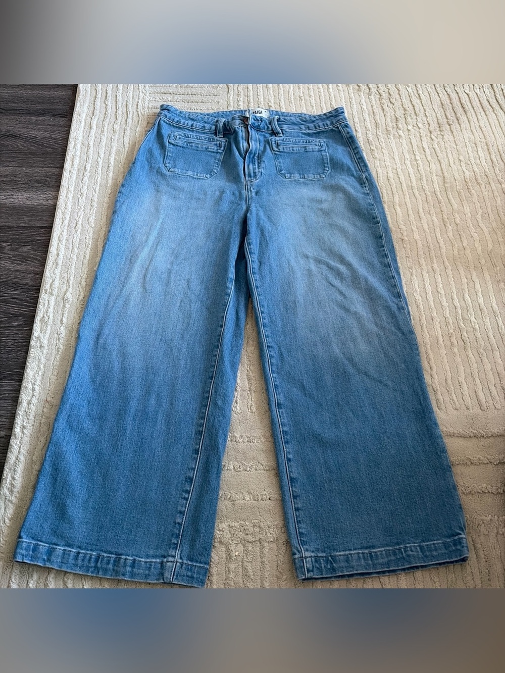 PAIGE Nellie Culotte High Rise Wide Leg Cropped Jeans Denim Blue Size 32